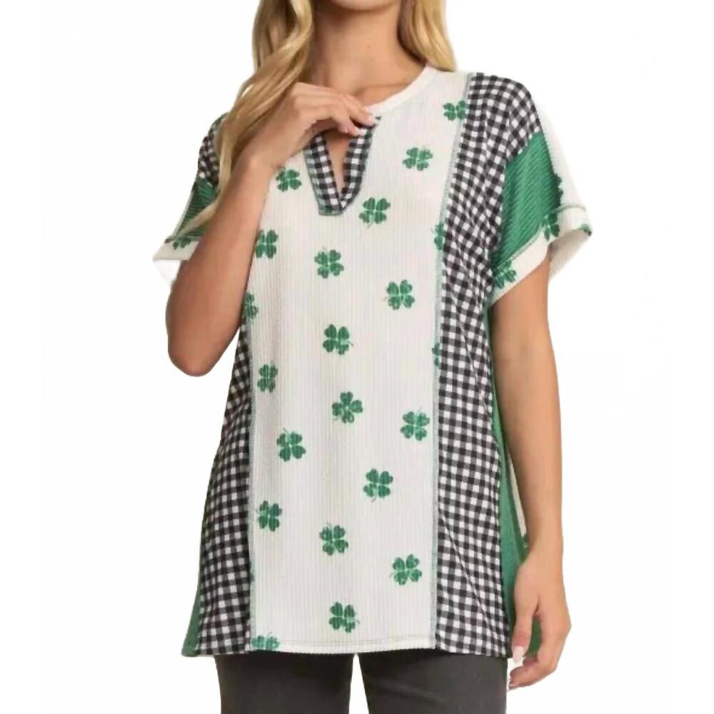 NEW 7TH RAY lucky charm luxe patchwork top in white